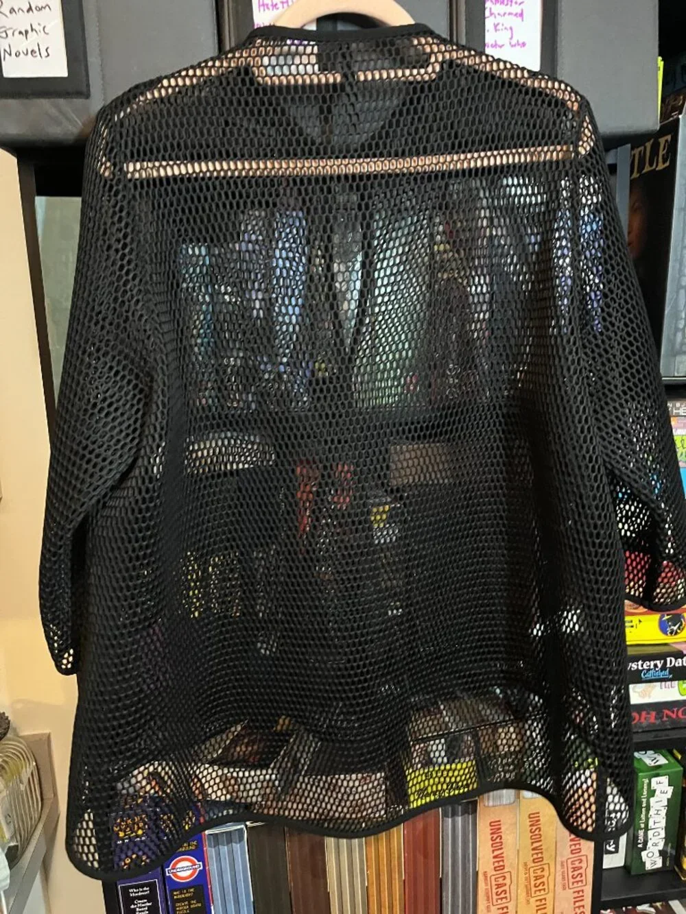 IC by Connie K Black Open Mesh Cardigan Jacket XL Made in USA Artsy Lagenlook - Picture 5 of 5